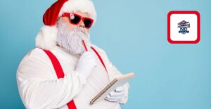 Santa looking at a Xmas list signifying NCSharp's online sports betting wish list